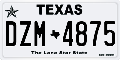 TX license plate DZM4875