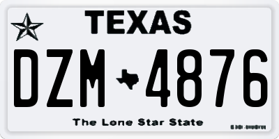 TX license plate DZM4876