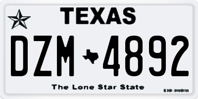 TX license plate DZM4892
