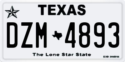 TX license plate DZM4893