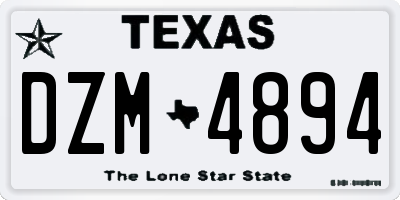TX license plate DZM4894