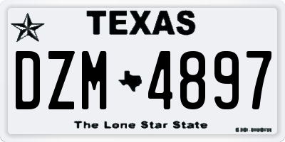 TX license plate DZM4897