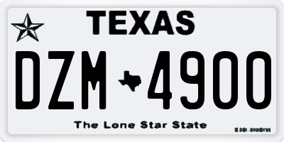 TX license plate DZM4900