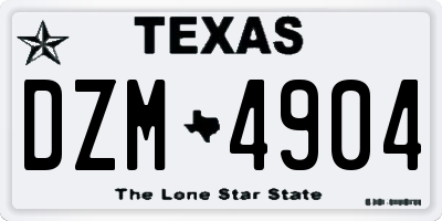TX license plate DZM4904