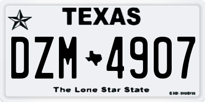 TX license plate DZM4907