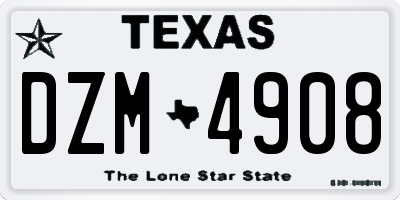TX license plate DZM4908