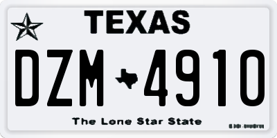 TX license plate DZM4910