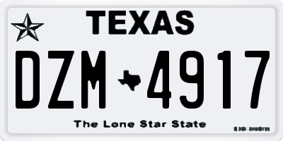 TX license plate DZM4917