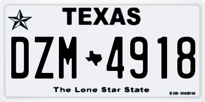 TX license plate DZM4918