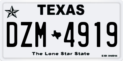 TX license plate DZM4919
