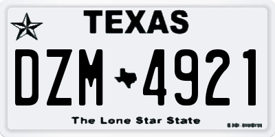 TX license plate DZM4921