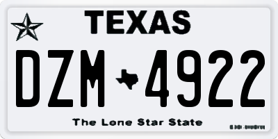 TX license plate DZM4922