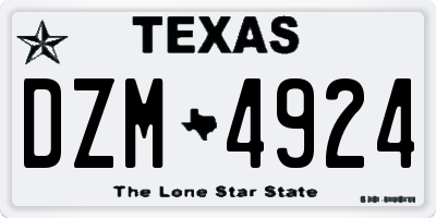 TX license plate DZM4924
