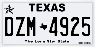 TX license plate DZM4925