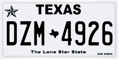 TX license plate DZM4926