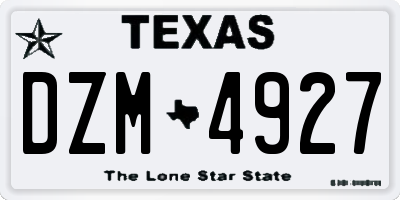 TX license plate DZM4927