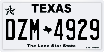 TX license plate DZM4929