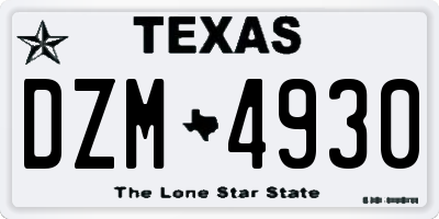 TX license plate DZM4930