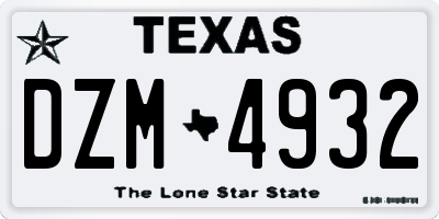 TX license plate DZM4932