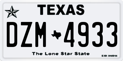 TX license plate DZM4933