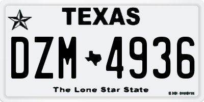 TX license plate DZM4936