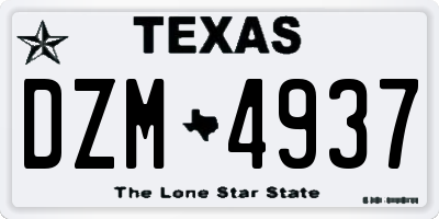 TX license plate DZM4937