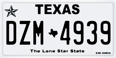 TX license plate DZM4939