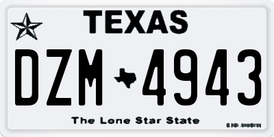 TX license plate DZM4943