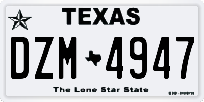 TX license plate DZM4947