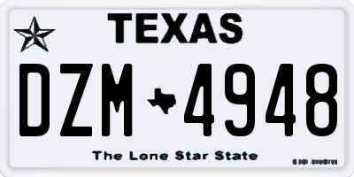 TX license plate DZM4948