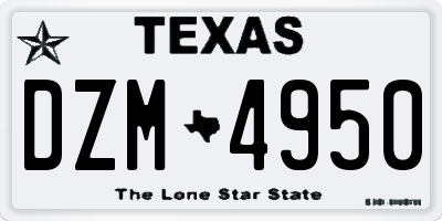 TX license plate DZM4950