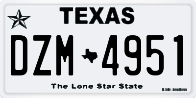TX license plate DZM4951