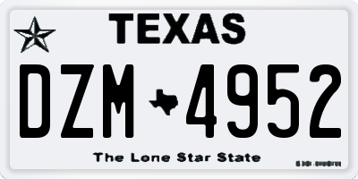 TX license plate DZM4952