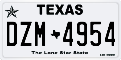 TX license plate DZM4954