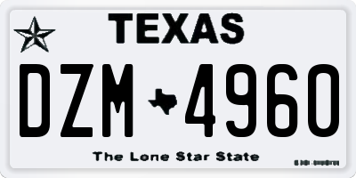 TX license plate DZM4960