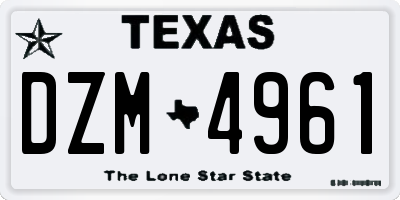 TX license plate DZM4961