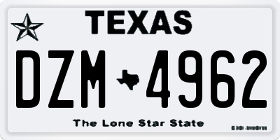 TX license plate DZM4962