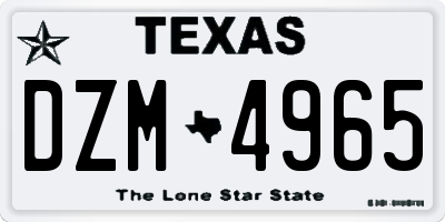 TX license plate DZM4965