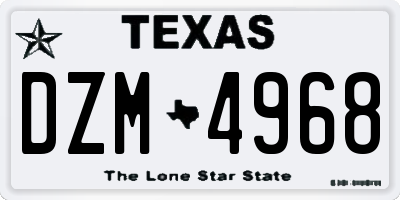 TX license plate DZM4968