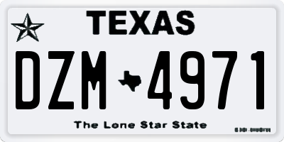 TX license plate DZM4971