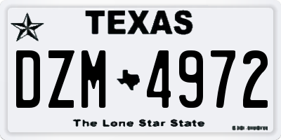 TX license plate DZM4972