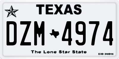 TX license plate DZM4974