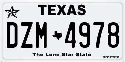TX license plate DZM4978