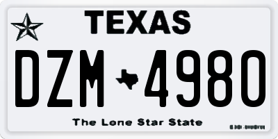 TX license plate DZM4980