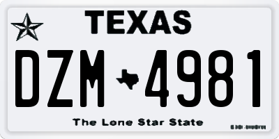 TX license plate DZM4981