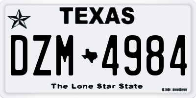 TX license plate DZM4984