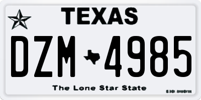 TX license plate DZM4985