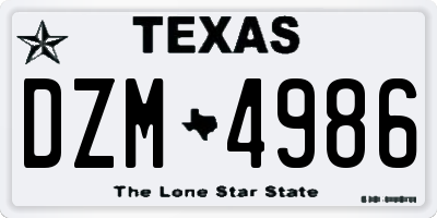 TX license plate DZM4986