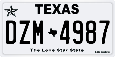 TX license plate DZM4987
