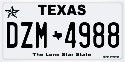 TX license plate DZM4988